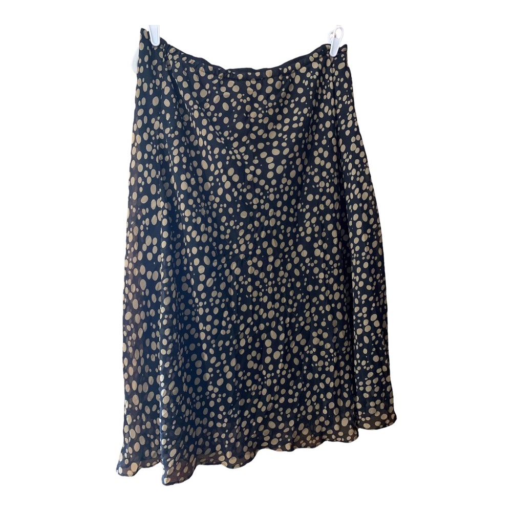 Womens Plus Size 18 W Black Tan Polka Dot 100% Polyester Lined Skirt